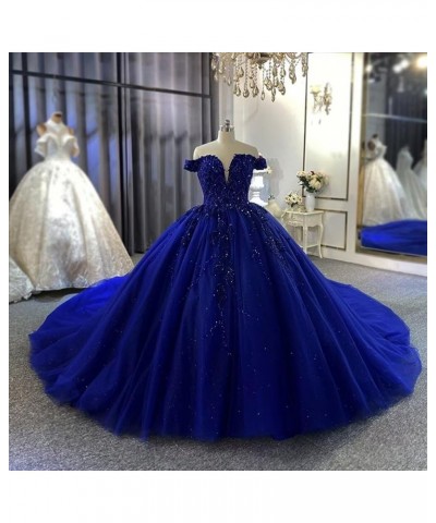 Sparkly Tulle Quinceanera Dresses Ball Gown Puffy Lace Sweet 16 Dresses Off Shoulder Prom Dress Y118 Black $54.25 Dresses