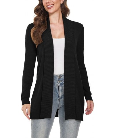 Women's Cardigans Open Front Long Sleeve Cardigan Sweaters Dressy Casual Trendy Lightweight Placket-black $20.89 Sweaters