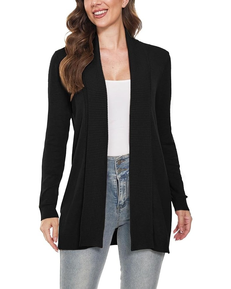 Women's Cardigans Open Front Long Sleeve Cardigan Sweaters Dressy Casual Trendy Lightweight Placket-black $20.89 Sweaters