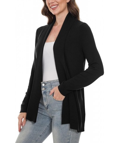 Women's Cardigans Open Front Long Sleeve Cardigan Sweaters Dressy Casual Trendy Lightweight Placket-black $20.89 Sweaters