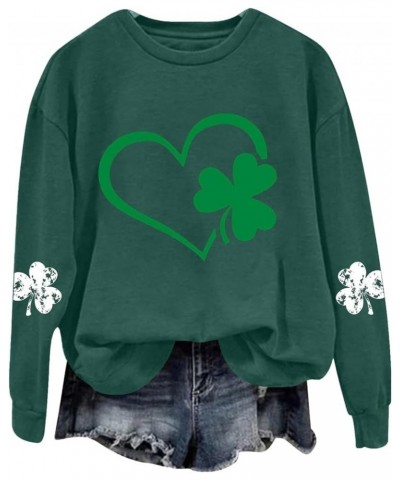 Womens St Patricks Day Shirt Cute Graphic Crew Neck Sweatshirts Ladies Long Sleeve Tops Clover Apparel A2-green $10.70 Active...