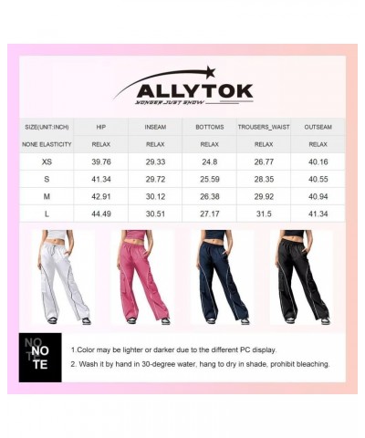 Parachute Pants for Women Y2K Baggy Cargo Pants with Pockets Trendy Wide Leg Trousers Hot Pink $12.41 Pants