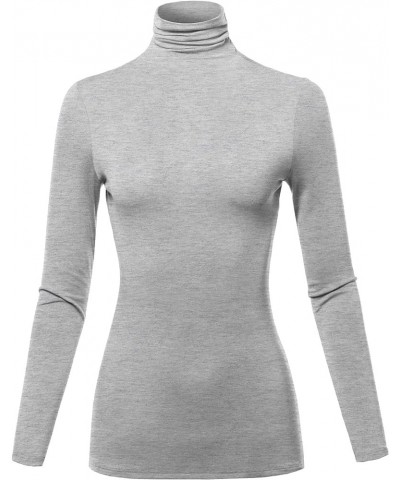 Women's Slim Lightweight Long Sleeve Pullover Turtleneck Shirt Top with Plus Size Stt023_heathergrey $10.43 Others