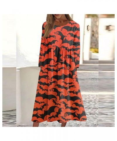 Dresses for Women 2023 Casual Leaf Stripe Pocket Dress Floral V-Neck Above The Knee Fitted Casual Dresses 1-orange* $12.60 Dr...