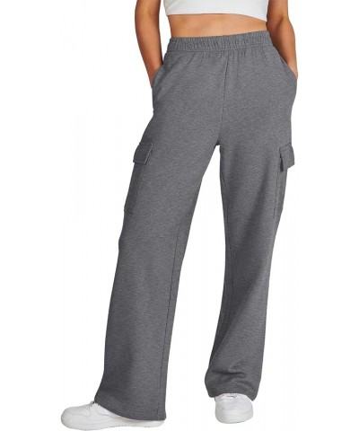 Womens Cargo Sweatpants Casual Baggy Fleece High Waisted Athletic Lounge Pants Dark Grey $19.60 Pants