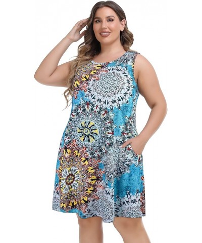 Plus Size Summer Dresses for Women Sleeveless Pockets Beach Tshirt Tank Sundress Boho Light Blue $12.25 Dresses