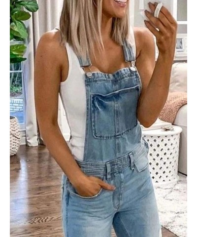 Women's Ripped Denim Bib Overalls Adjustable Straps Pockets Jean Rompers Casual Distressed Jeans Fit Jumpsuits Large Blue $13...