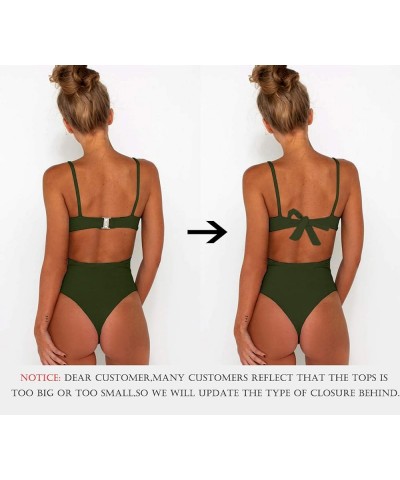 Women's Sexy Criss Cross High Waisted Cut Out One Piece Monokini Swimsuit Army Green $16.10 Swimsuits