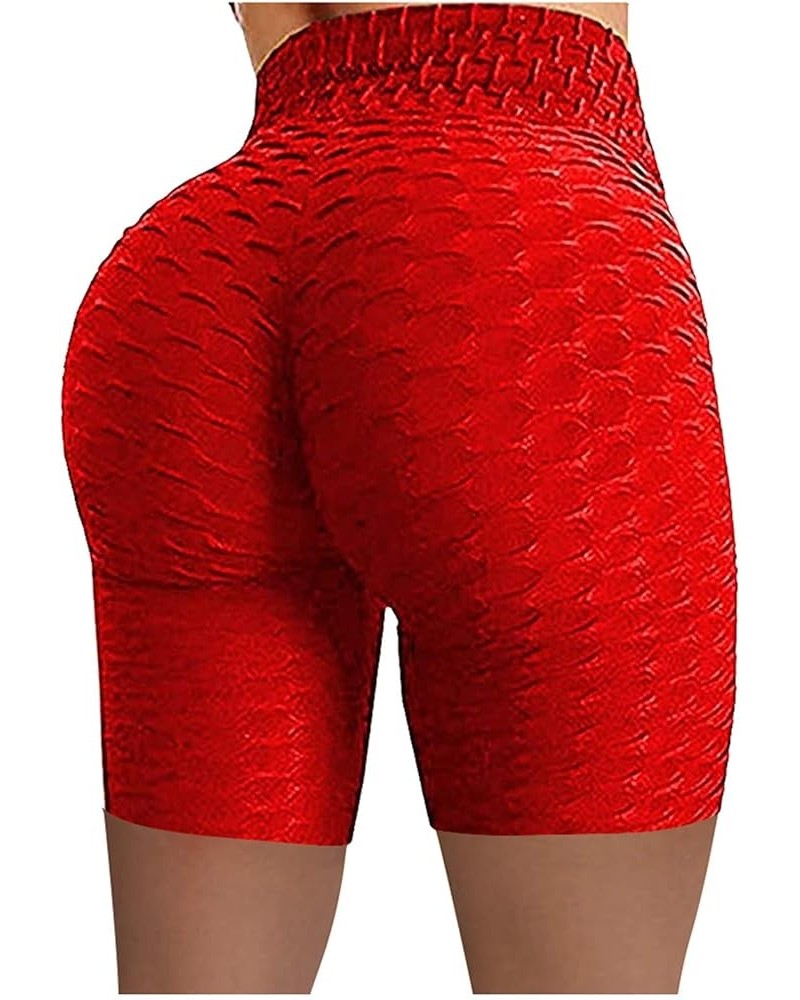 Leggings for Women Stretch High Hip Waist Biker Fitness Yoga Wrinkled Pants Yoga Pants Yoga Leggings Lined Thermal Red-b $12....