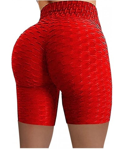 Leggings for Women Stretch High Hip Waist Biker Fitness Yoga Wrinkled Pants Yoga Pants Yoga Leggings Lined Thermal Red-b $12....