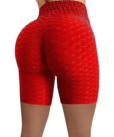 Leggings for Women Stretch High Hip Waist Biker Fitness Yoga Wrinkled Pants Yoga Pants Yoga Leggings Lined Thermal Red-b $12....