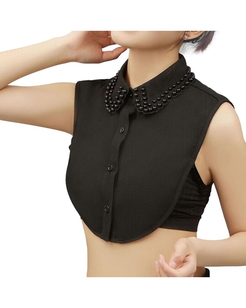 Chic Ladies Fake Lace Chiffon Detachable Collar Vintage Style Half Blouse Elegant False Collar Women 1429black $8.83 Blouses