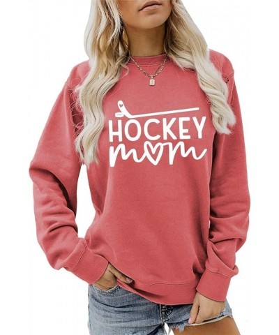 Hockey Mom Sweatshirts for Women Casual Long Sleeve Ice Hockey Graphic Crewneck Pullover Tops Pink 03 $12.40 Hoodies & Sweats...