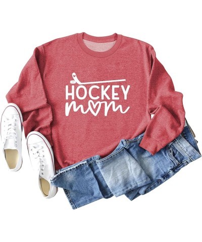 Hockey Mom Sweatshirts for Women Casual Long Sleeve Ice Hockey Graphic Crewneck Pullover Tops Pink 03 $12.40 Hoodies & Sweats...