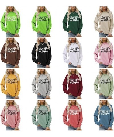 Hockey Mom Sweatshirts for Women Casual Long Sleeve Ice Hockey Graphic Crewneck Pullover Tops Pink 03 $12.40 Hoodies & Sweats...