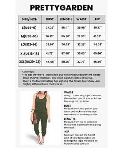 Women's Casual Tank Jumpsuits Sleeveless Drawstring Elastic Waist Loose Summer Romper Coffee $20.21 Jumpsuits