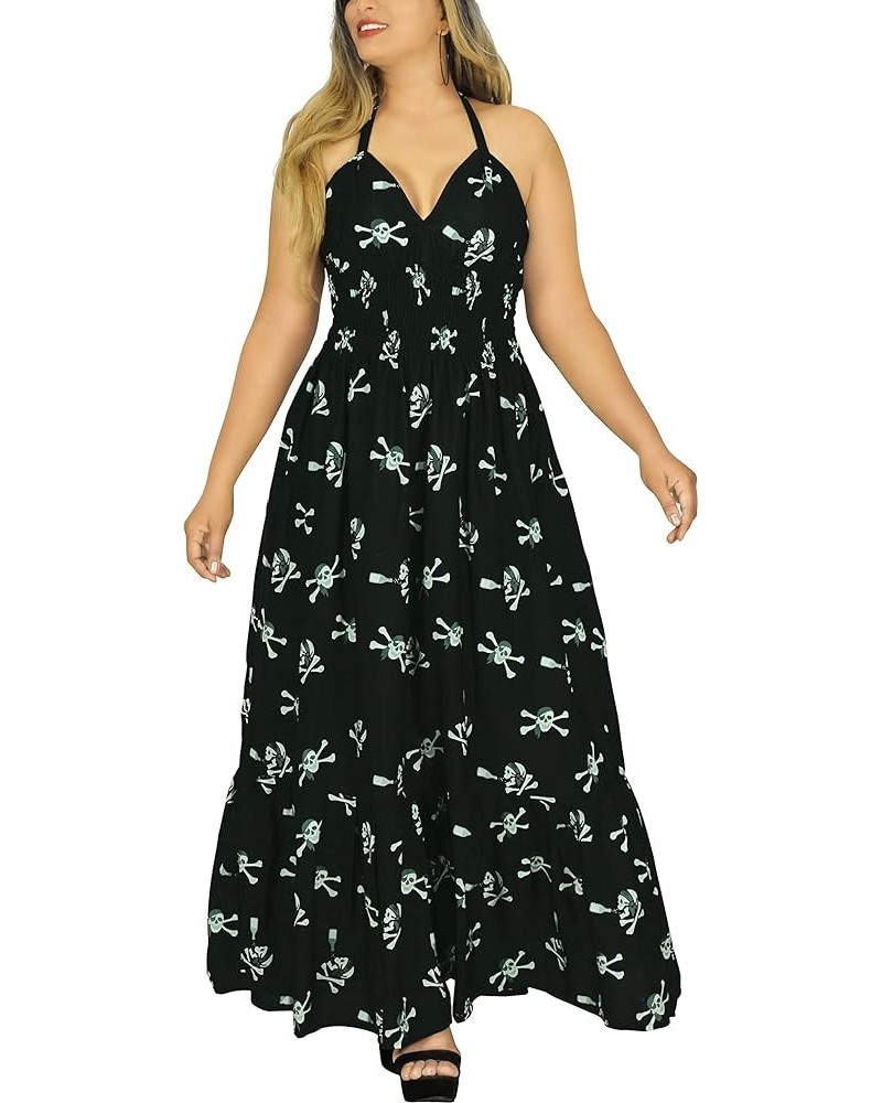 Women's A line Maxi Smocked Top Dress Long Sleeveless Casual Tube Dresses for Women Printed Ebony, Skull $14.55 Dresses