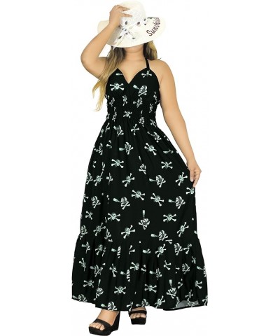 Women's A line Maxi Smocked Top Dress Long Sleeveless Casual Tube Dresses for Women Printed Ebony, Skull $14.55 Dresses