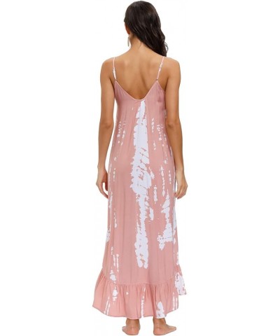 Women's V-Neck Floral Print Spaghetti Strap Boho Beach Long Maxi Summer Casual Dress with Pockets Salmon Tie Dye $16.20 Dresses