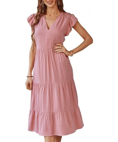 Summer Dresses for Women 2023 Casual Sexy Beach Flowy Maxi Dress Formal Elegant Party Club Vintage Boho Sundresses D Pink $11...