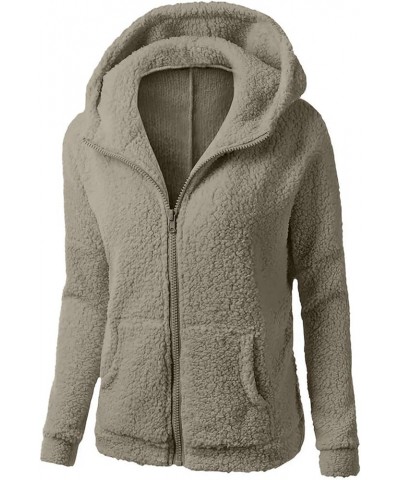 Sherpa Jackets for Women Zip Up Hoodies Fleece Long Sleeve Winter Coats Fall Solid Color Sweaters Fuzzy Outwear Coats A08-bei...