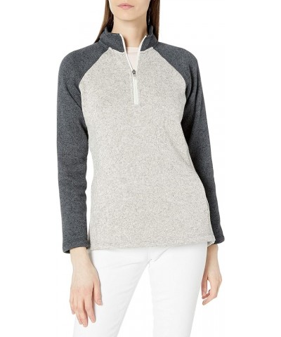 Women's Quarter Zip Color Blocked Heathered Fleece Oatmeal Heather/Charcoal Heather $7.97 Jackets