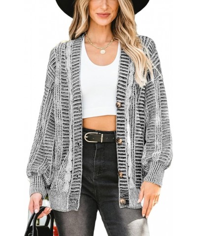 Women's Button Down Open Front Cardigan Long Sleeve Lightweight Knit Sweater Casual Outerwear Black Stripe $19.36 Sweaters