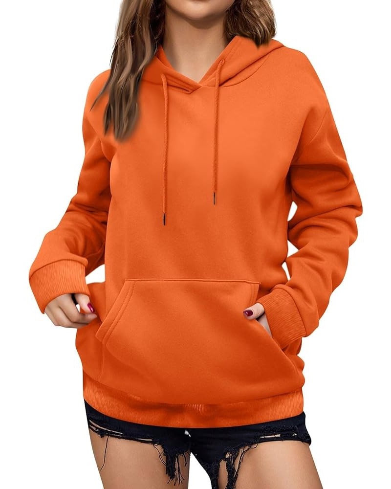 Hoodies for Women Oversized Hooded Sweatshirt Long Sleeve Loose Fit Pullover Drawstring Plus Size Tops with Pockets E-orange ...