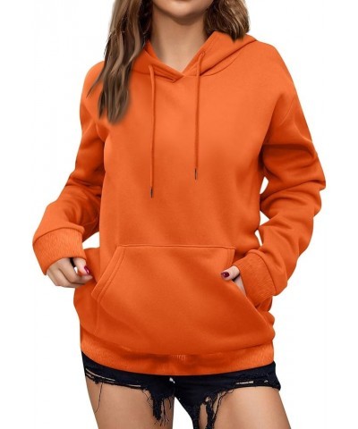 Hoodies for Women Oversized Hooded Sweatshirt Long Sleeve Loose Fit Pullover Drawstring Plus Size Tops with Pockets E-orange ...