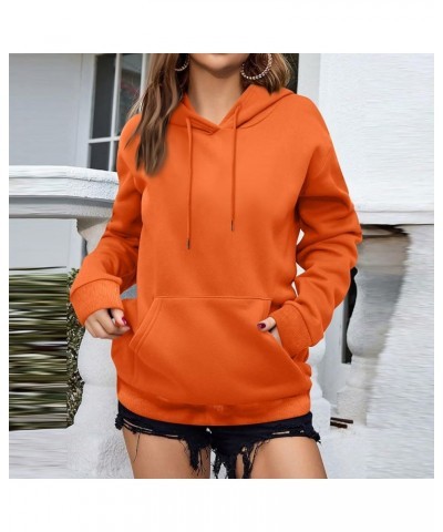 Hoodies for Women Oversized Hooded Sweatshirt Long Sleeve Loose Fit Pullover Drawstring Plus Size Tops with Pockets E-orange ...