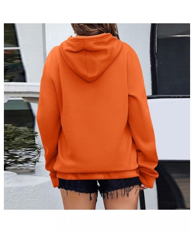 Hoodies for Women Oversized Hooded Sweatshirt Long Sleeve Loose Fit Pullover Drawstring Plus Size Tops with Pockets E-orange ...