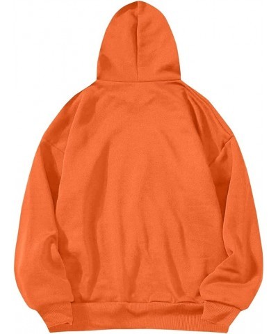 Hoodies for Women Oversized Hooded Sweatshirt Long Sleeve Loose Fit Pullover Drawstring Plus Size Tops with Pockets E-orange ...