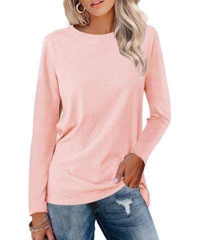 Women's Color Block Long Sleeve Tunics Tops Casual Round Neck Loose Shirts Blouses Pink-a1 $15.80 Tops