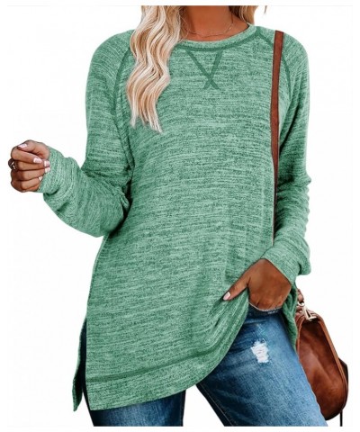 Womens Sweaters Long Sleeve Shirts Lightweight Side Split Tunic Tops for Leggings Trending Now 2023 H-green $18.55 Tops