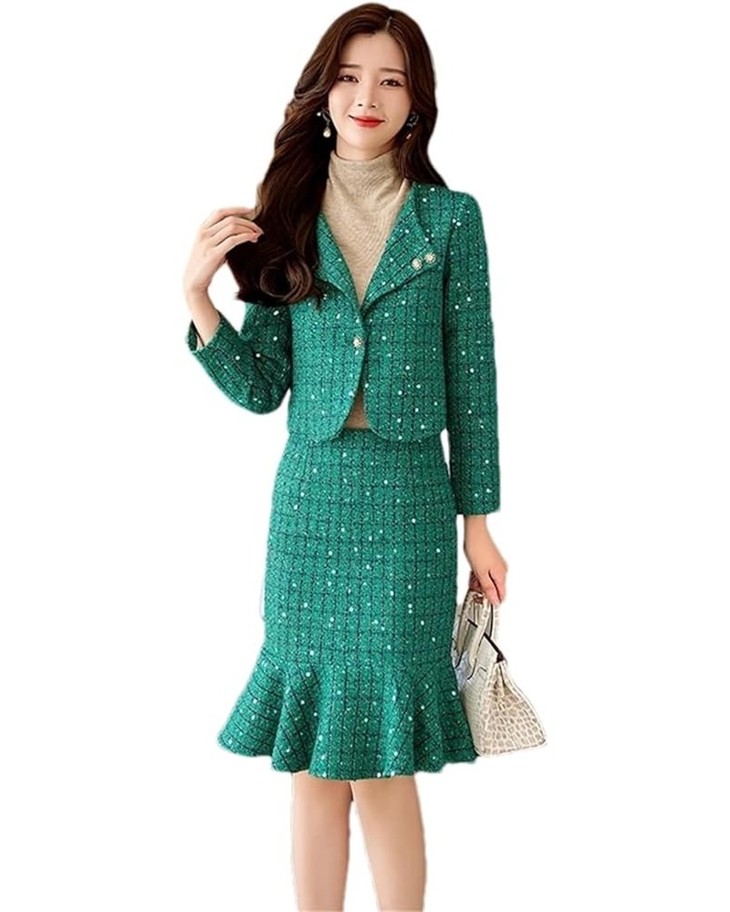 Autumn Winter Women Suits with Skirt Sets Small Fragrance Office Casual Blazer Set 2 Pieces Suit Skirts Female En8 $40.49 Suits