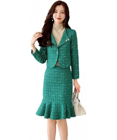 Autumn Winter Women Suits with Skirt Sets Small Fragrance Office Casual Blazer Set 2 Pieces Suit Skirts Female En8 $40.49 Suits