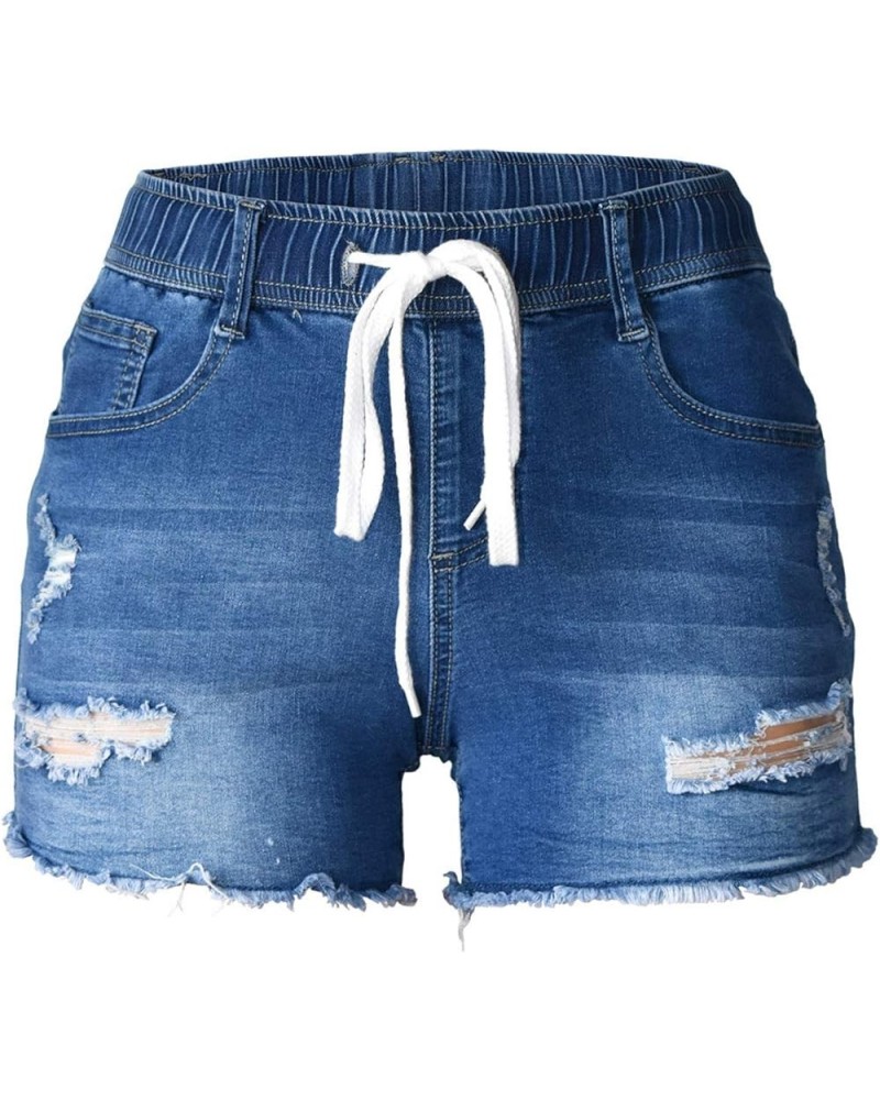 Women's Curved Jean Shorts Sexy Butt Lift Ripped Stretch Skinny Frayed Summer Beach Casual Short Denim Shorts 140 Blue $19.94...