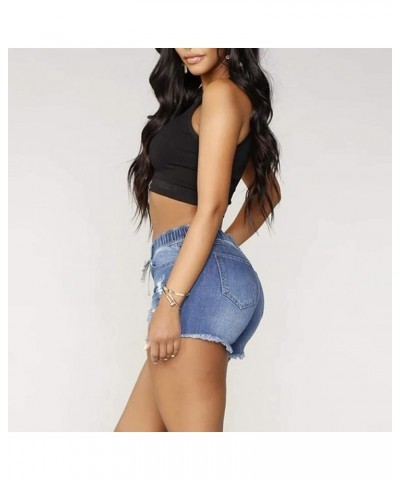 Women's Curved Jean Shorts Sexy Butt Lift Ripped Stretch Skinny Frayed Summer Beach Casual Short Denim Shorts 140 Blue $19.94...