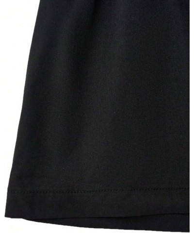 Women's Plus Size Button Front Shirred High Waist Work Casual Straight Leg Shorts Black $12.25 Shorts