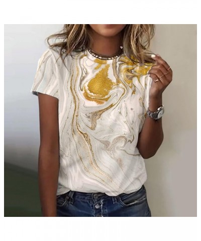 Tops for Women Trendy Short Sleeve Crew Neck Loose Fit Shirts Comfy Soft Summer Blouses Casual Basic Tees F08-yellow $3.29 T-...