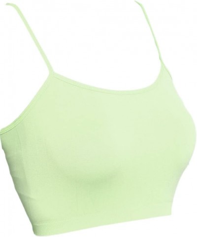 Seamless Spaghetti Strap Crop Tank Top Stretch Cami Bandeau Bralette Light Green $12.59 Tanks