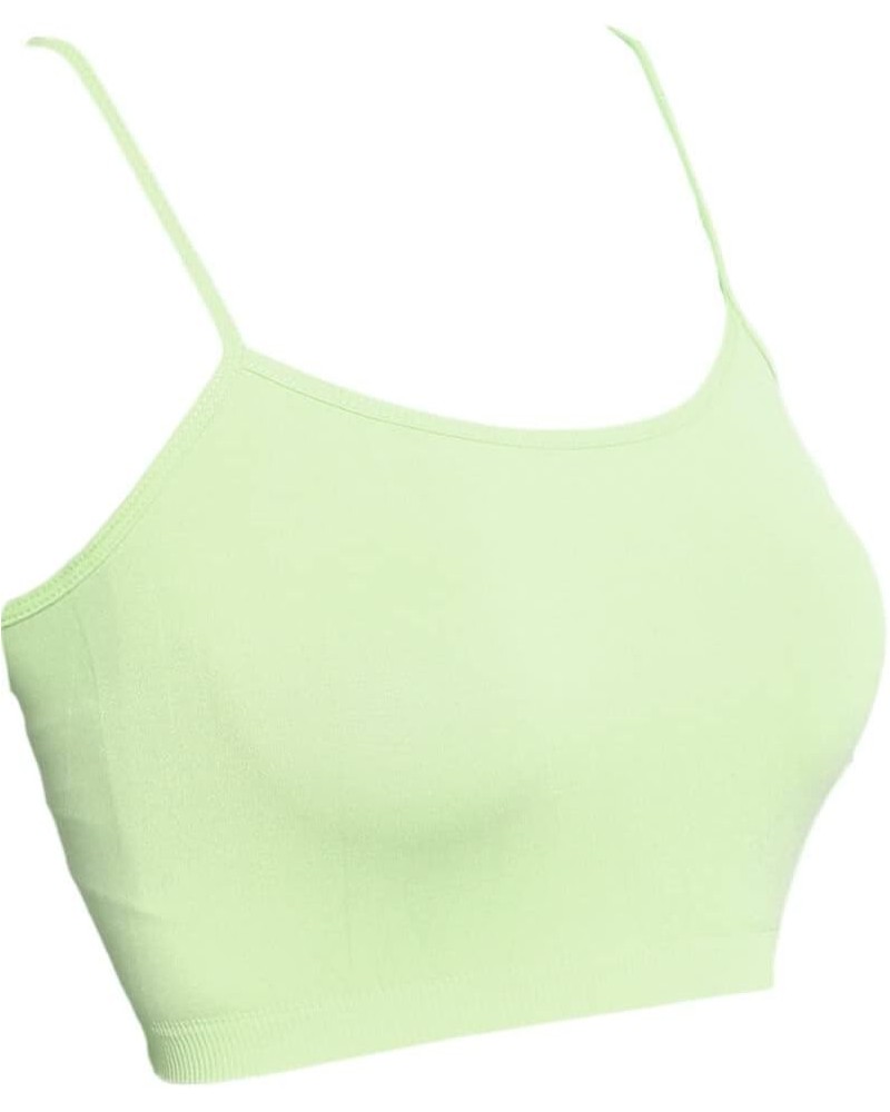 Seamless Spaghetti Strap Crop Tank Top Stretch Cami Bandeau Bralette Light Green $12.59 Tanks