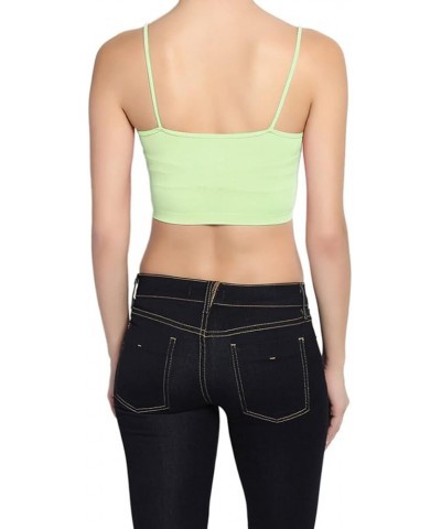 Seamless Spaghetti Strap Crop Tank Top Stretch Cami Bandeau Bralette Light Green $12.59 Tanks