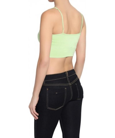 Seamless Spaghetti Strap Crop Tank Top Stretch Cami Bandeau Bralette Light Green $12.59 Tanks