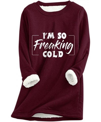 Fleece Sweatshirts For Women 2023 Cute Funny Letter Print Pullover Sweater Tops Fuzzy Sherpa Lined Winter Clothes H09-wine $6...