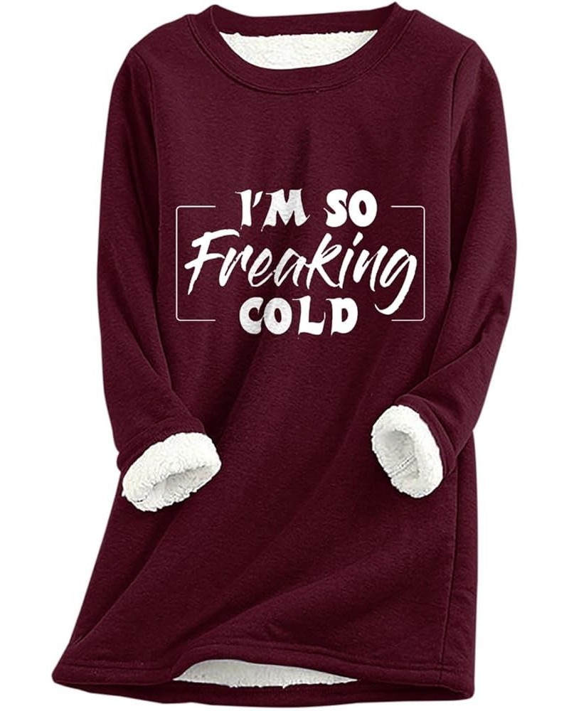 Fleece Sweatshirts For Women 2023 Cute Funny Letter Print Pullover Sweater Tops Fuzzy Sherpa Lined Winter Clothes H09-wine $6...