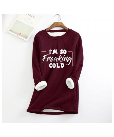 Fleece Sweatshirts For Women 2023 Cute Funny Letter Print Pullover Sweater Tops Fuzzy Sherpa Lined Winter Clothes H09-wine $6...