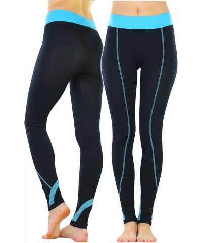 Women's Classic Full Length Active Leggings and Capris Ankle Detail - Sky Blue $7.77 Leggings