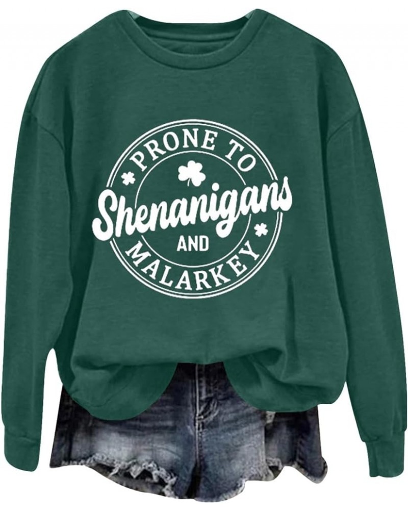 St Patricks Day Shirts for Women Graphic Long Sleeve Tops Casual Irish Shamrock Green Crewneck Sweatshirts Trendy Outfits Z41...