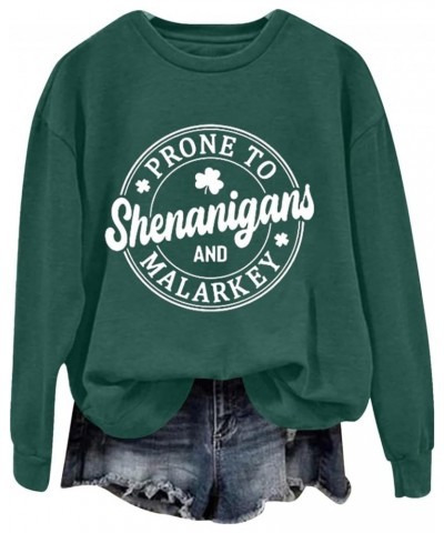 St Patricks Day Shirts for Women Graphic Long Sleeve Tops Casual Irish Shamrock Green Crewneck Sweatshirts Trendy Outfits Z41...